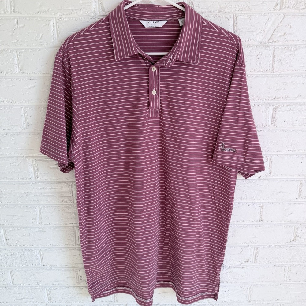 Chick Fil A Polo‎ Shirt Mens Large Team Style Oobe Stretch Striped EUC